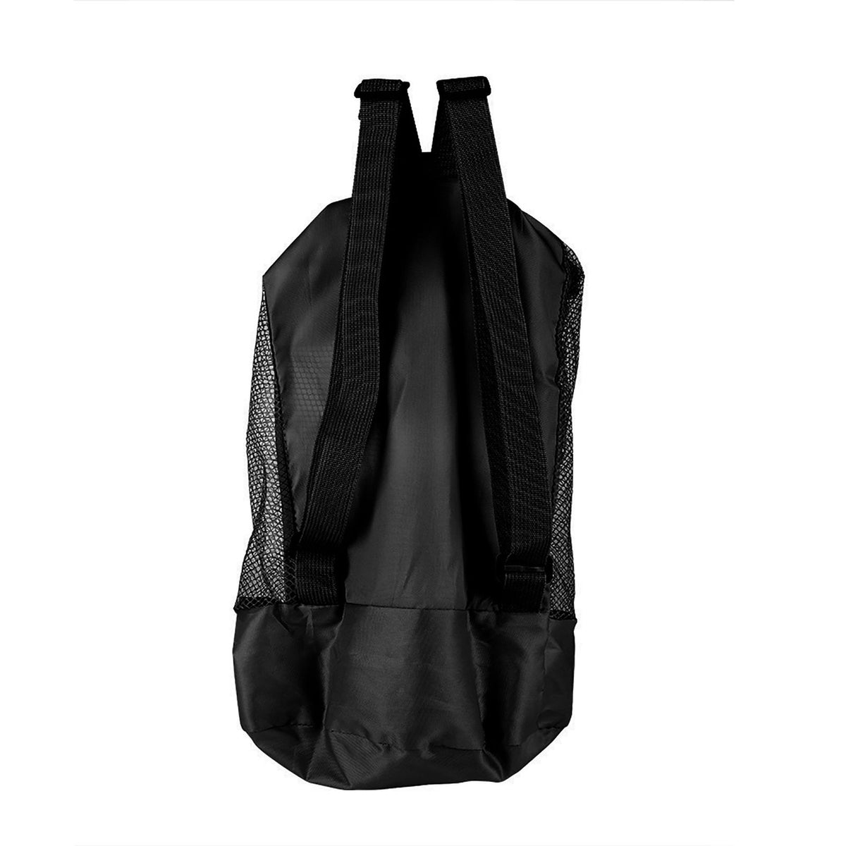 Portable Children Kids Mesh Drawstring Backpack Outdoor Beach Shell Toy Storage Bag (Black)
