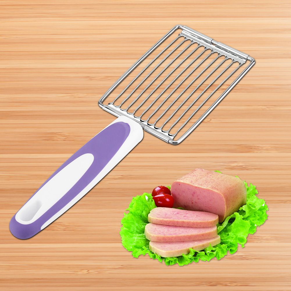 Stainless Steel Luncheon Meat Cutter Ham Fruit Tomato Kitchen Soft Food Cutting Tool (Purple)