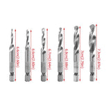6pcs M3-M10 High Speed Steel Hex Shank Combination Screw Tap Drill Bit Set (HSS4341)