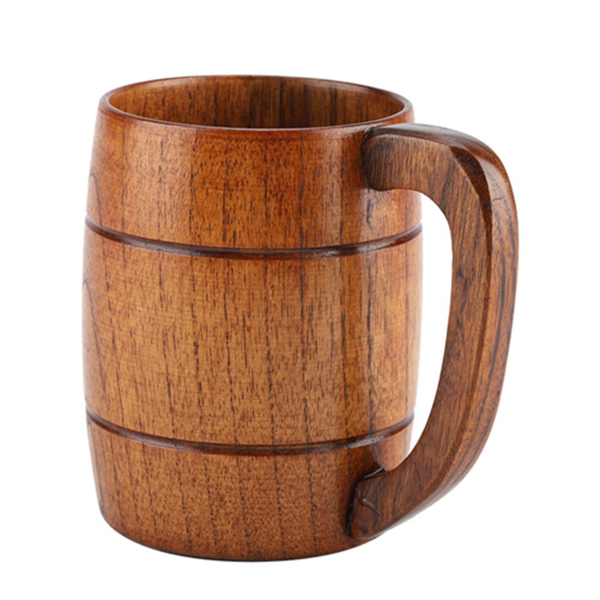 Natural Wooden Beer Cup Retro Big Capacity Tea Water Classic Wood Drinking Mug with Handle