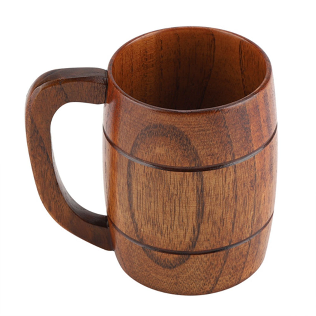 Natural Wooden Beer Cup Retro Big Capacity Tea Water Classic Wood Drinking Mug with Handle