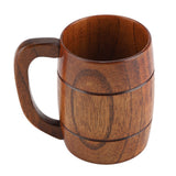 Natural Wooden Beer Cup Retro Big Capacity Tea Water Classic Wood Drinking Mug with Handle