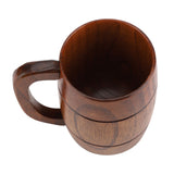 Natural Wooden Beer Cup Retro Big Capacity Tea Water Classic Wood Drinking Mug with Handle