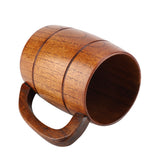 Natural Wooden Beer Cup Retro Big Capacity Tea Water Classic Wood Drinking Mug with Handle - 45-Degree Angle