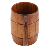 Natural Wooden Beer Cup Retro Big Capacity Tea Water Classic Wood Drinking Mug with Handle - Rear View