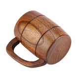 Natural Wooden Beer Cup Retro Big Capacity Tea Water Classic Wood Drinking Mug with Handle - Low Angle