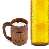Natural Wooden Beer Cup Retro Big Capacity Tea Water Classic Wood Drinking Mug with Handle - Extra Image