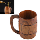 Natural Wooden Beer Cup Retro Big Capacity Tea Water Classic Wood Drinking Mug with Handle - Extra Image