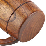 Natural Wooden Beer Cup Retro Big Capacity Tea Water Classic Wood Drinking Mug with Handle - Extra Image