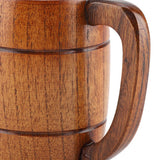 Natural Wooden Beer Cup Retro Big Capacity Tea Water Classic Wood Drinking Mug with Handle - Extra Image