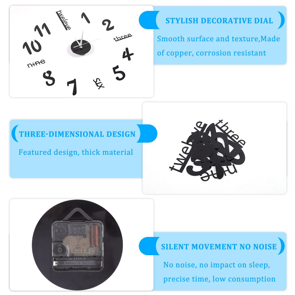 Wall Sticker digital clock stickers Wall Clock DIY 3D Decorative Wall Clock for Home Black