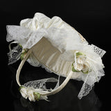 Romantic Lace Flower Girl Basket Bamboo Satin Bowknot Bridal Baskets for Wedding Party Decor