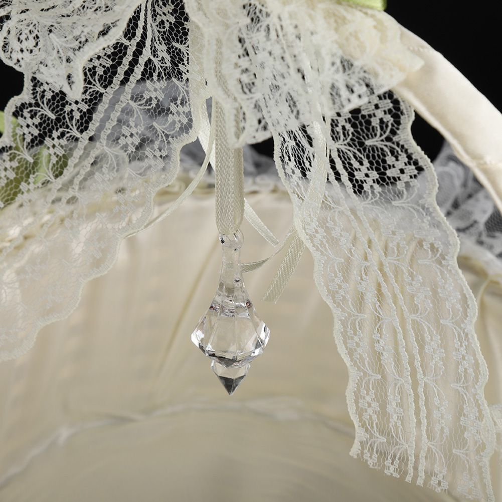 Romantic Lace Flower Girl Basket Bamboo Satin Bowknot Bridal Baskets for Wedding Party Decor