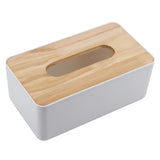 Removable Pine Cover PP Tissue Box Holder Organizer for Home Car Office (Rectangle)