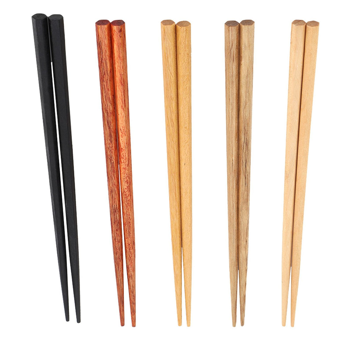 5Pcs Multicolored Natural Logs Wooden Paint Handmade Reusable Chopsticks with Gift Box