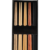 5Pcs Multicolored Natural Logs Wooden Paint Handmade Reusable Chopsticks with Gift Box