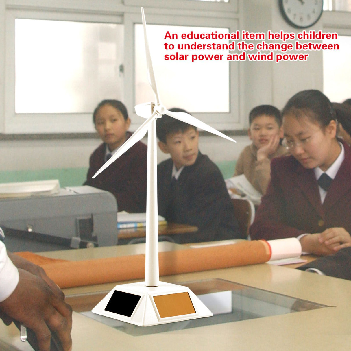 Solar Powered Wind Mill Model Desktop Decor Craft Kids Children Education Learning Toy
