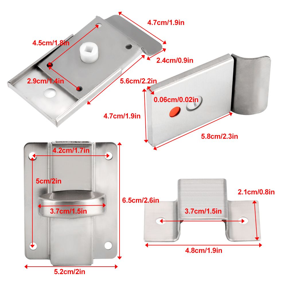 Bathroom Toilet Privacy Bolt Door Lock with Vacant Engaged Indicator and Screw Fittings