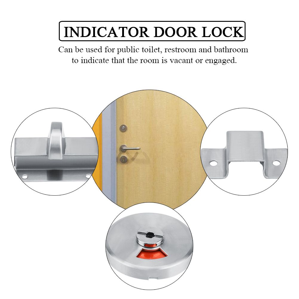 Bathroom Restroom Toilet Privacy Bolt Door Lock with Vacant Engaged Indicator and Screw Fitting