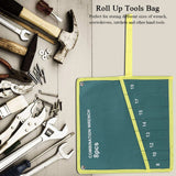 Multi Pocket Canvas Roll Up Tools Storage Bag Spanner Plier Wrench Holder Organizer (8 Pockets) - Close-Up Angle
