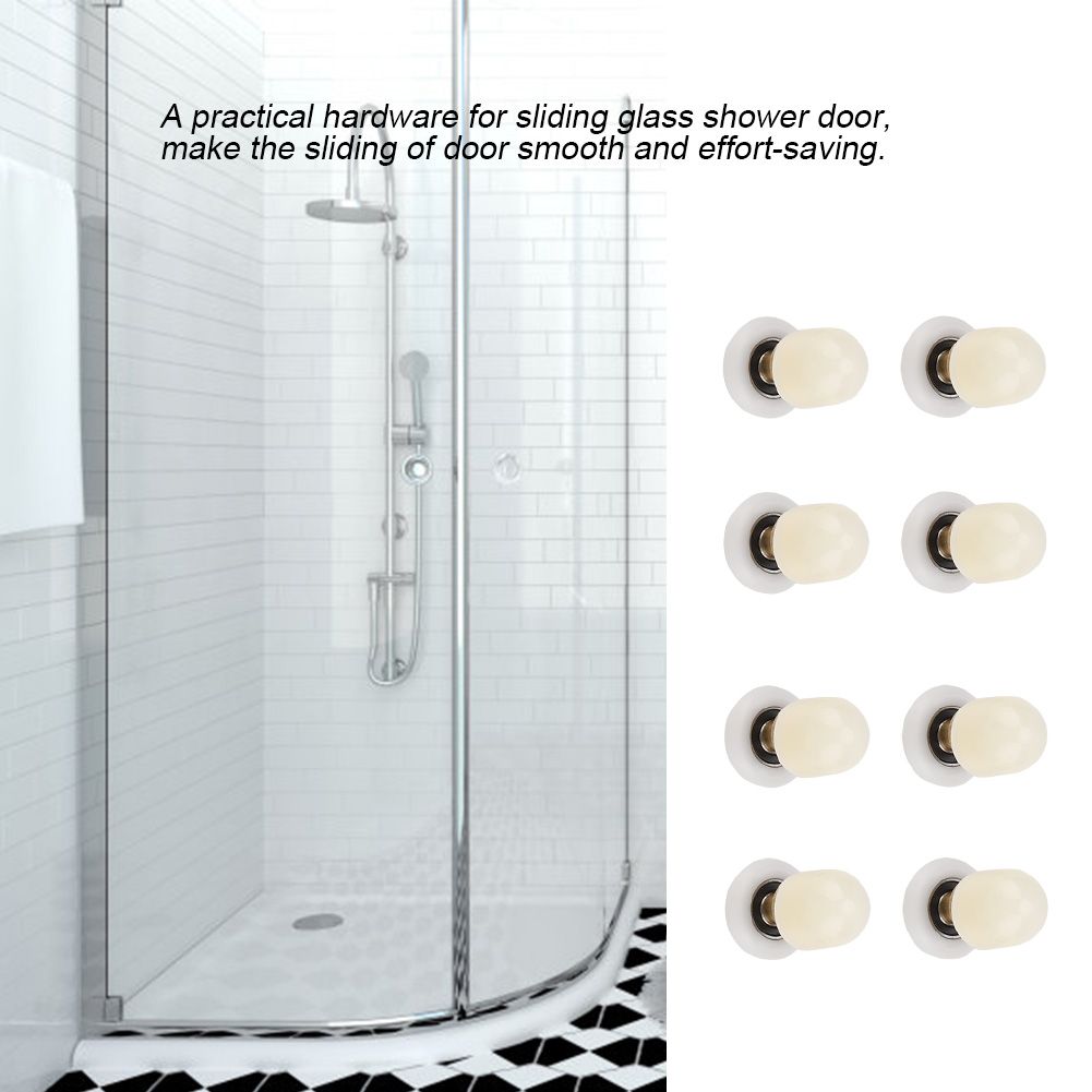 8pcs Brass ABS Sliding Glass Shower Door Rollers Runners Pulleys Bathroom Doors Hardware (23mm)