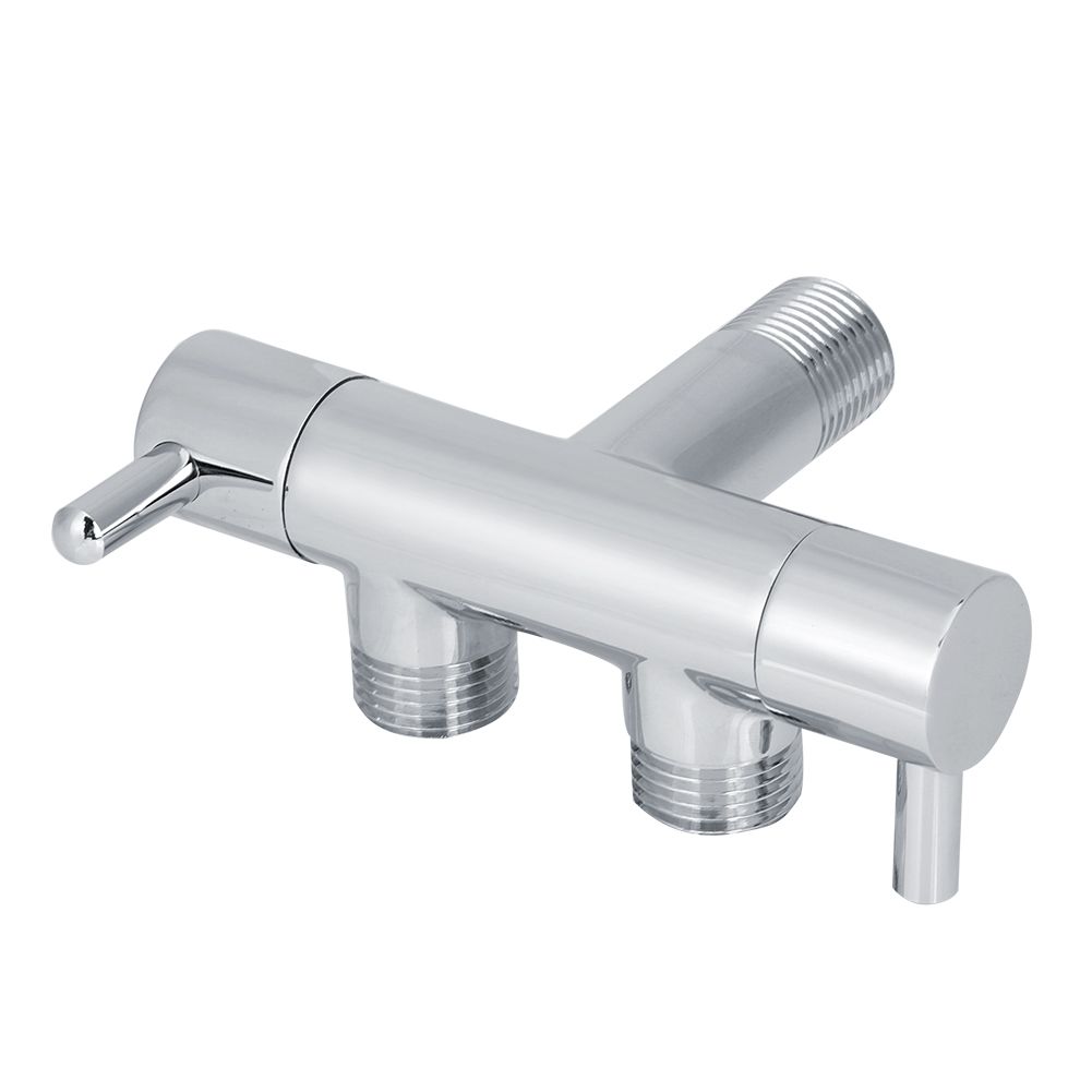 Brass Two Way Valve Faucet Outlet Water Distribution Polishing for Toilet Washing Machine