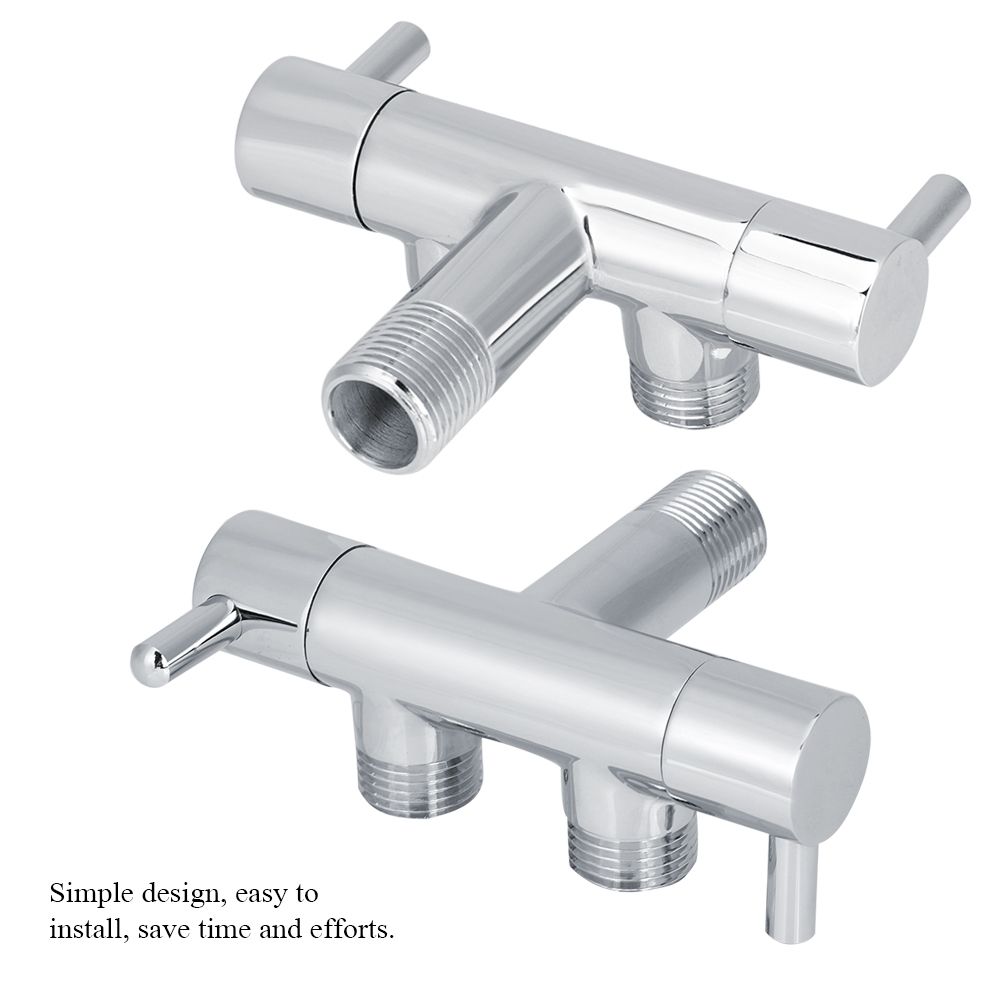 Brass Two Way Valve Faucet Outlet Water Distribution Polishing for Toilet Washing Machine