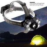 USB Rechargeable 7LED High Bright Headlight Head Torch Lamp for Outdoor Camping Fishing - Rear View