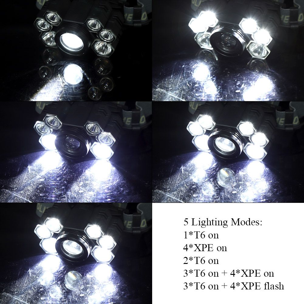 USB Rechargeable 7LED High Bright Headlight Head Torch Lamp for Outdoor Camping Fishing