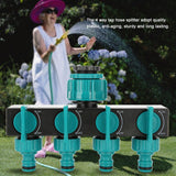 4 Way Garden Irrigation Watering Tap Hose Splitter Connector Adapter with Shut Off Valve - Side View