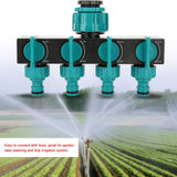 4 Way Garden Irrigation Watering Tap Hose Splitter Connector Adapter with Shut Off Valve - Top-Down View