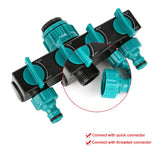4 Way Garden Irrigation Watering Tap Hose Splitter Connector Adapter with Shut Off Valve - 45-Degree Angle