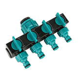 4 Way Garden Irrigation Watering Tap Hose Splitter Connector Adapter with Shut Off Valve - Low Angle