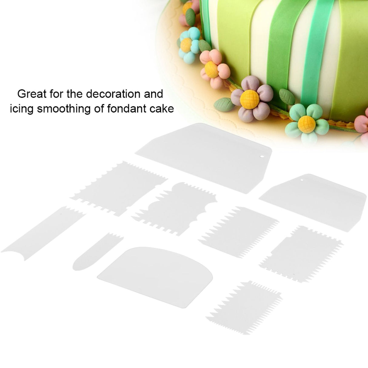 10pcs/set Plastic Baking Edge Dough Scraper Cutter Pastry Spatulas Cake Decoration Baking Tools