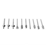 10pcs/Set 1/8in Shank High Speed Steel Milling Cutter Router Bits Woodworking Part Tool