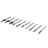 10pcs/Set 1/8in Shank High Speed Steel Milling Cutter Router Bits Woodworking Part Tool - 45-Degree Angle