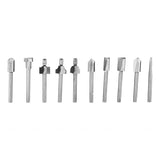 10pcs/Set 1/8in Shank High Speed Steel Milling Cutter Router Bits Woodworking Part Tool - Rear View