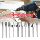 10pcs/Set 1/8in Shank High Speed Steel Milling Cutter Router Bits Woodworking Part Tool