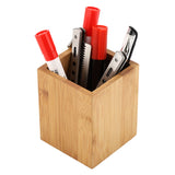 Bamboo Pen Holder Office School Desk Pencils Storage Organizer Stand Stationery Supply - Rear View