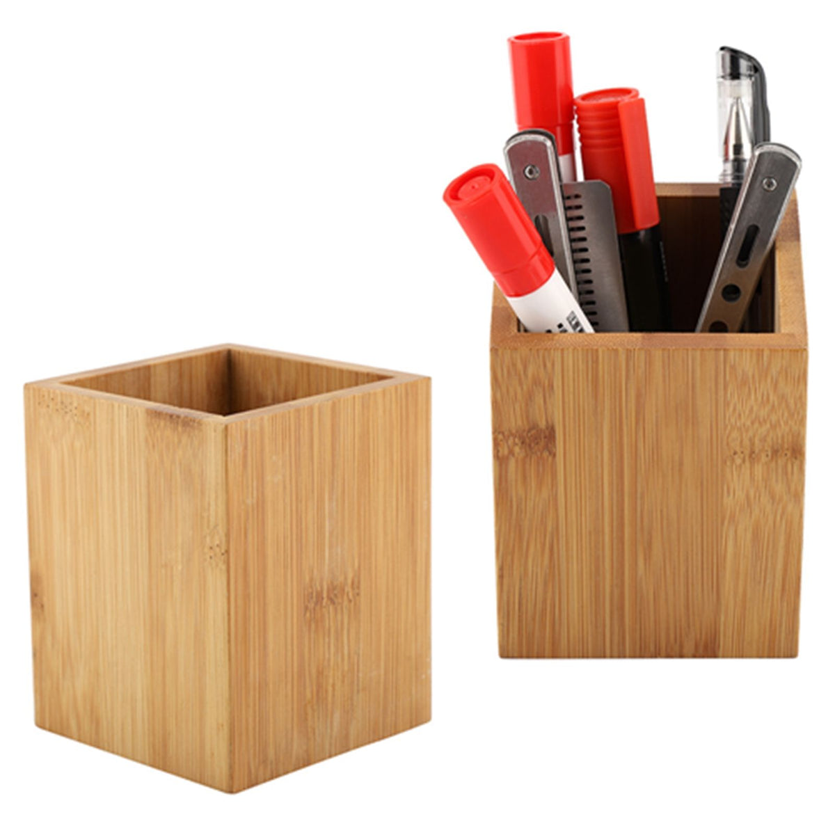 Bamboo Pen Holder Office School Desk Pencils Storage Organizer Stand Stationery Supply