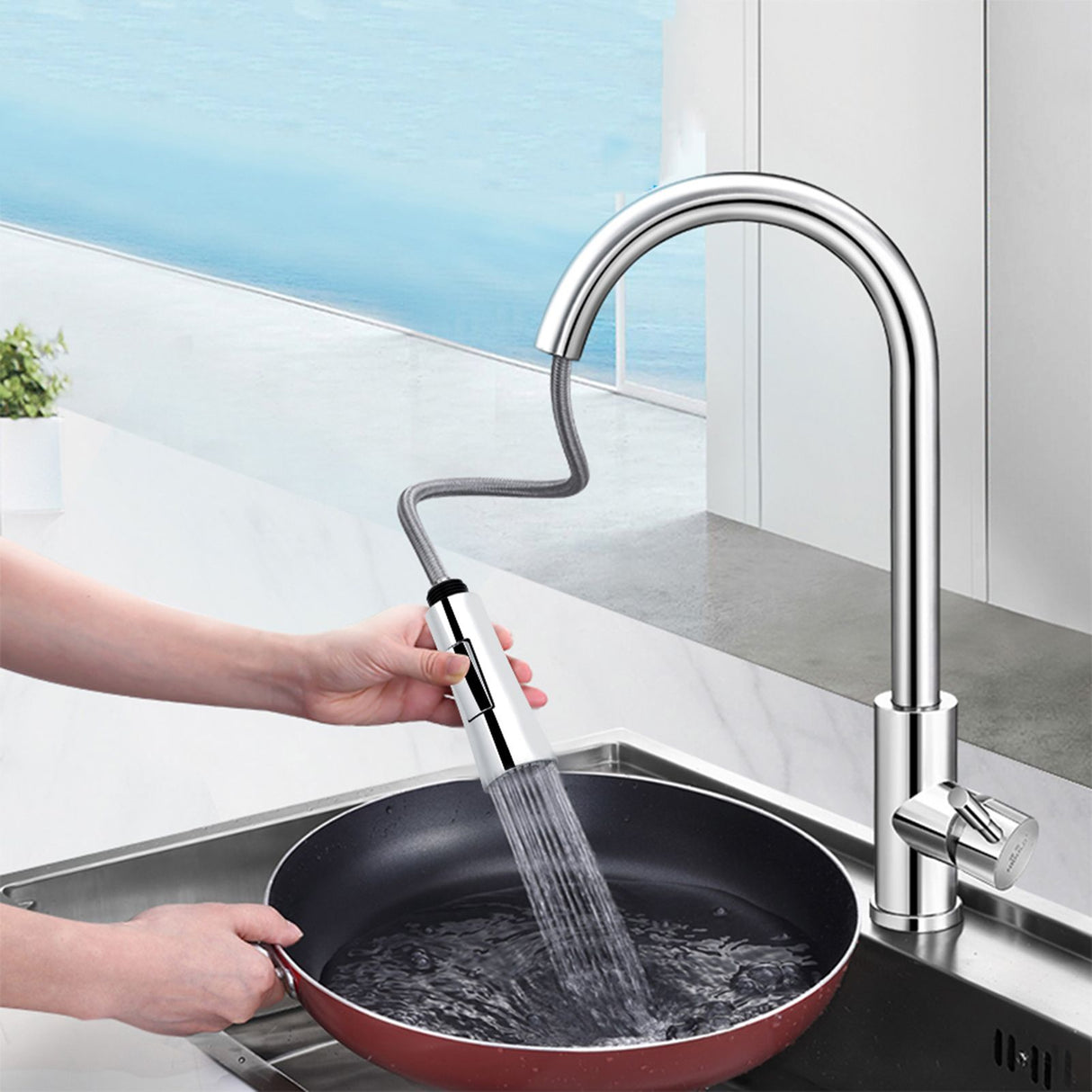 Kitchen Bathroom Pull Out Faucet Sprayer Shower Water Tap Spray Head Part Accessory