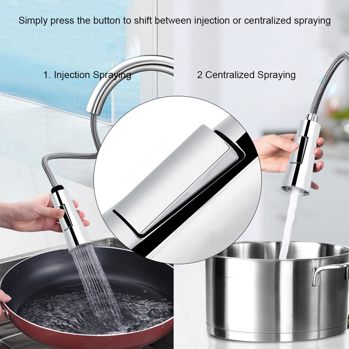 Kitchen Bathroom Pull Out Faucet Sprayer Shower Water Tap Spray Head Part Accessory