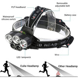 5 LED XM-L T6 XPE Headlight 15000 lumens LED USB Headlamp Camp Hike Emergency Light Fishing Out - Front View