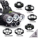 5 LED XM-L T6 XPE Headlight 15000 lumens LED USB Headlamp Camp Hike Emergency Light Fishing Out