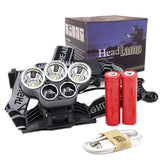 5 LED XM-L T6 XPE Headlight 15000 lumens LED USB Headlamp Camp Hike Emergency Light Fishing Out