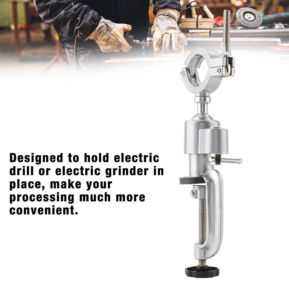 Aluminum Alloy Clamp on Bench Vise Electric Drill Holder Stand Rack Grinder Bracket Accessory