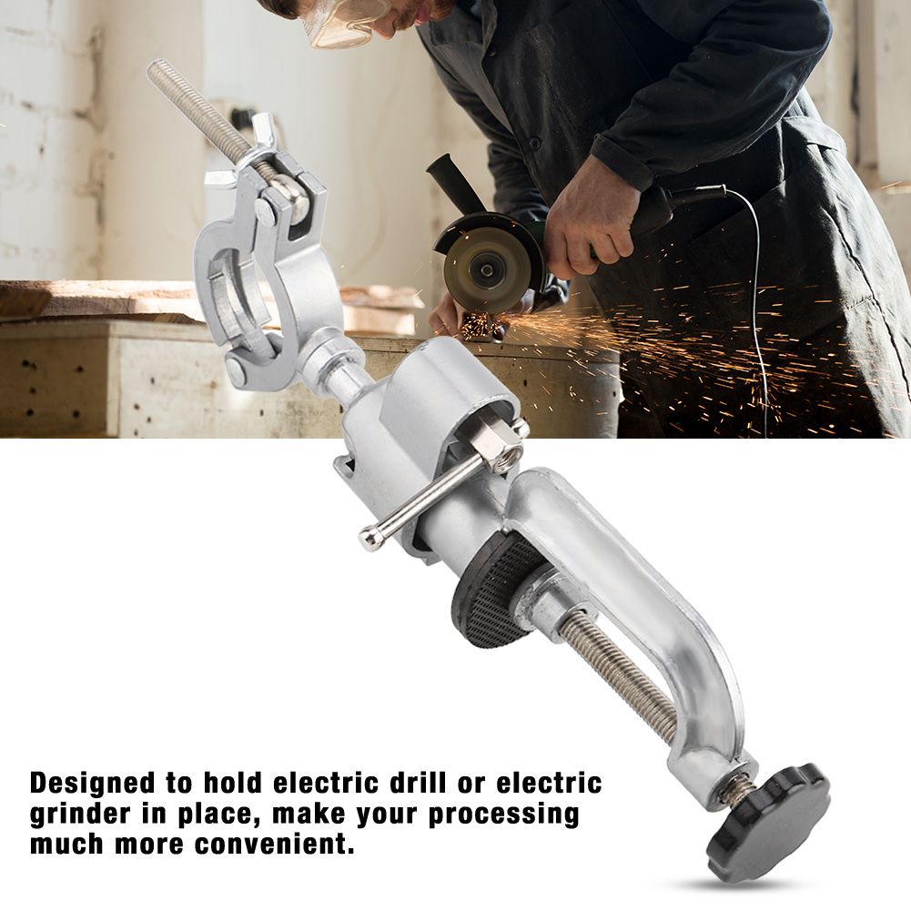 Aluminum Alloy Clamp on Bench Vise Electric Drill Holder Stand Rack Grinder Bracket Accessory