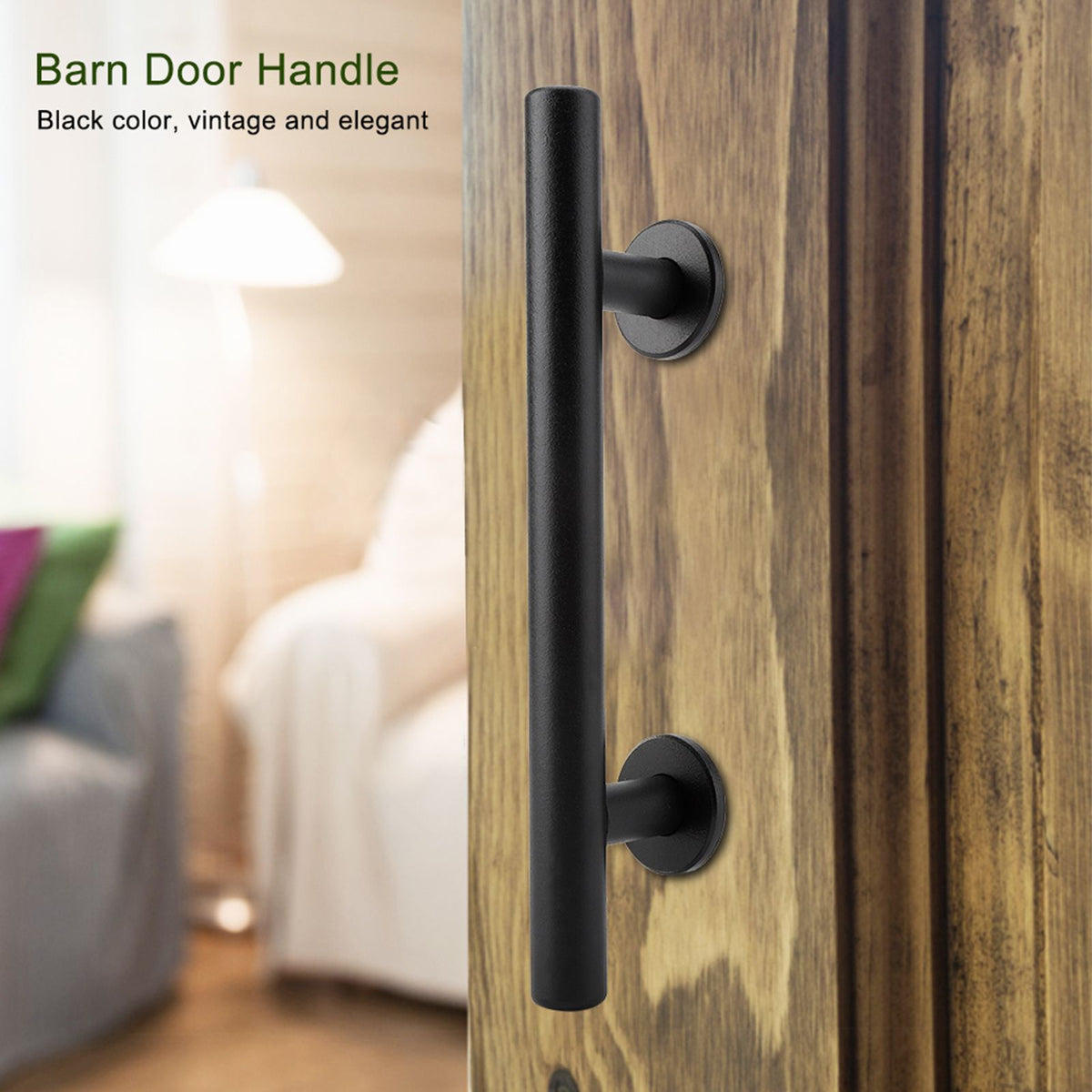 Black Heavy Duty Carbon Steel Sliding Barn Door Closet Pull Handle Wooden Gate Hardware