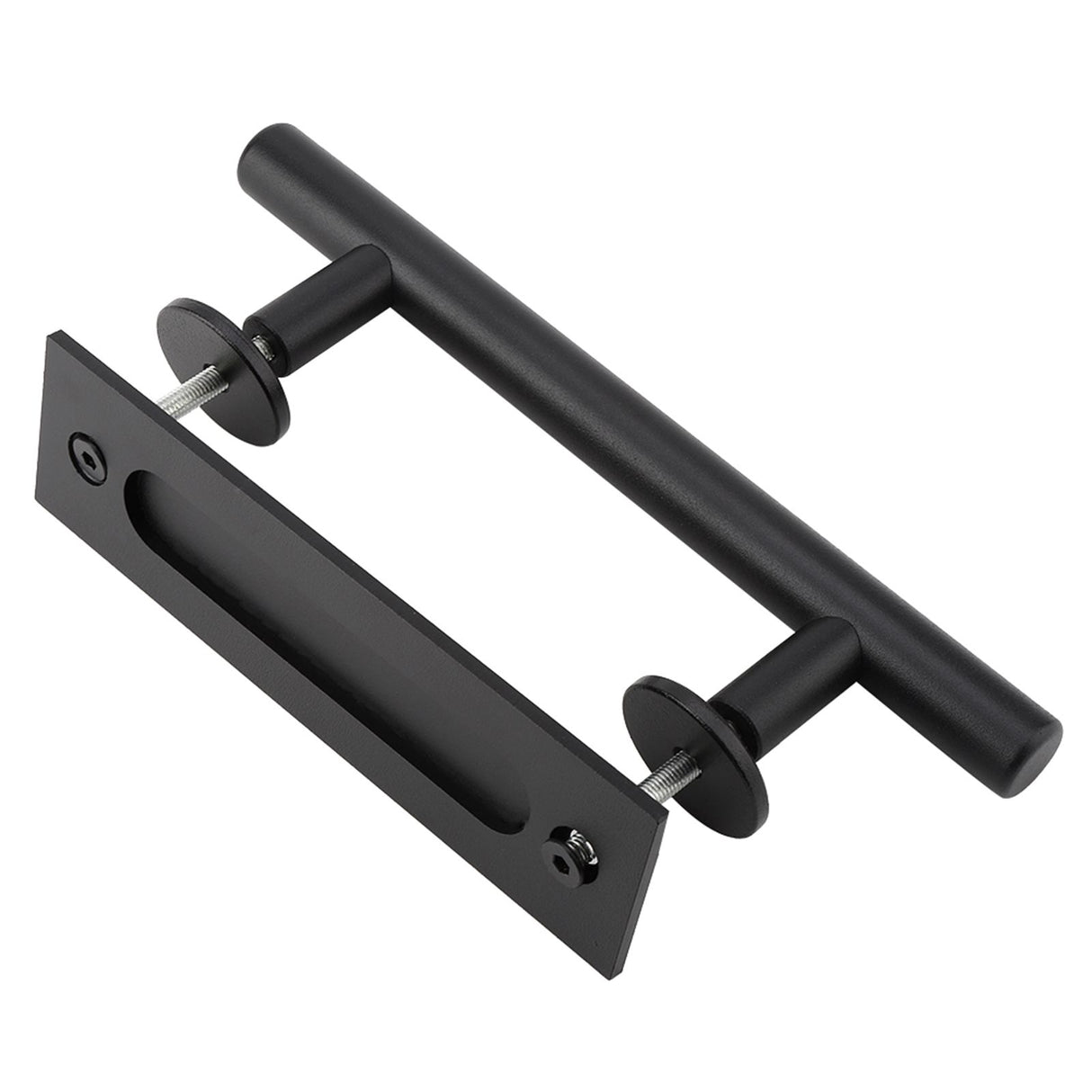 Black Heavy Duty Carbon Steel Sliding Barn Door Closet Pull Handle Wooden Gate Hardware