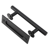 Black Heavy Duty Carbon Steel Sliding Barn Door Closet Pull Handle Wooden Gate Hardware - 45-Degree Angle